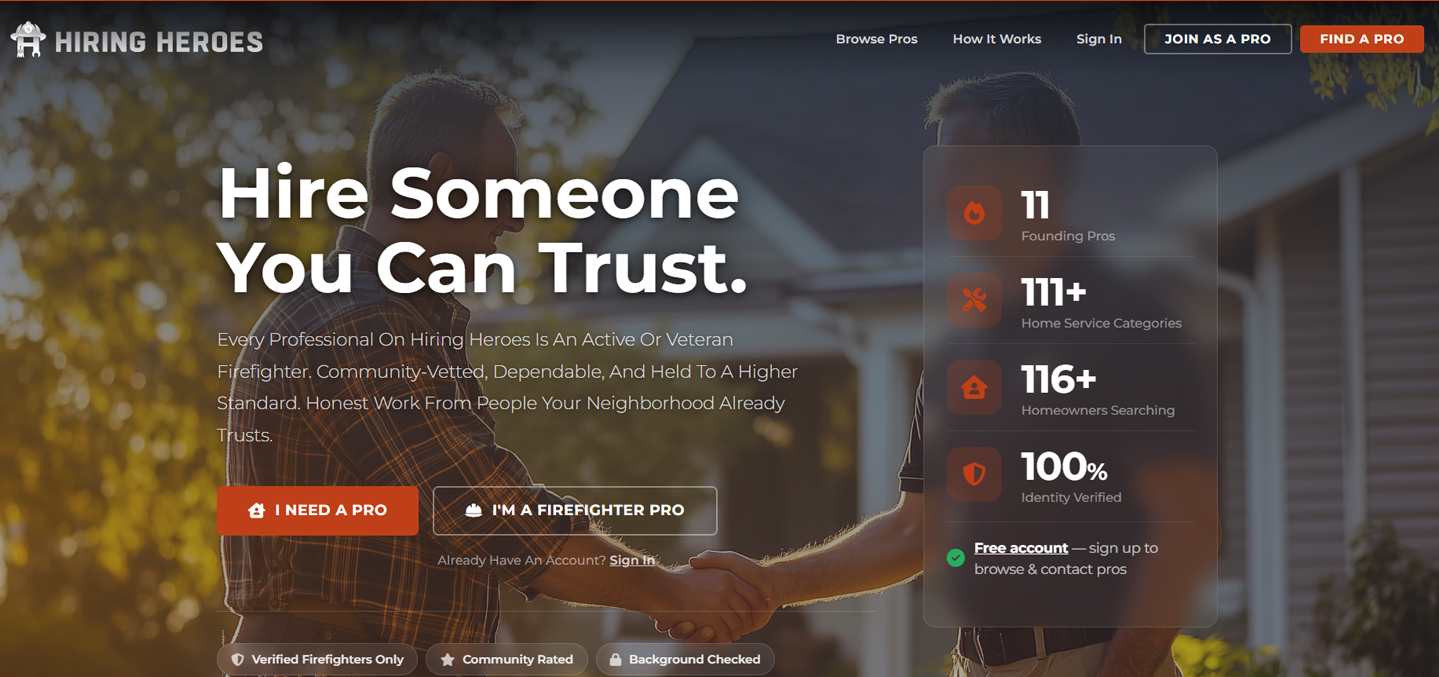 Hiring Heroes homepage — hiring-heroes.com
