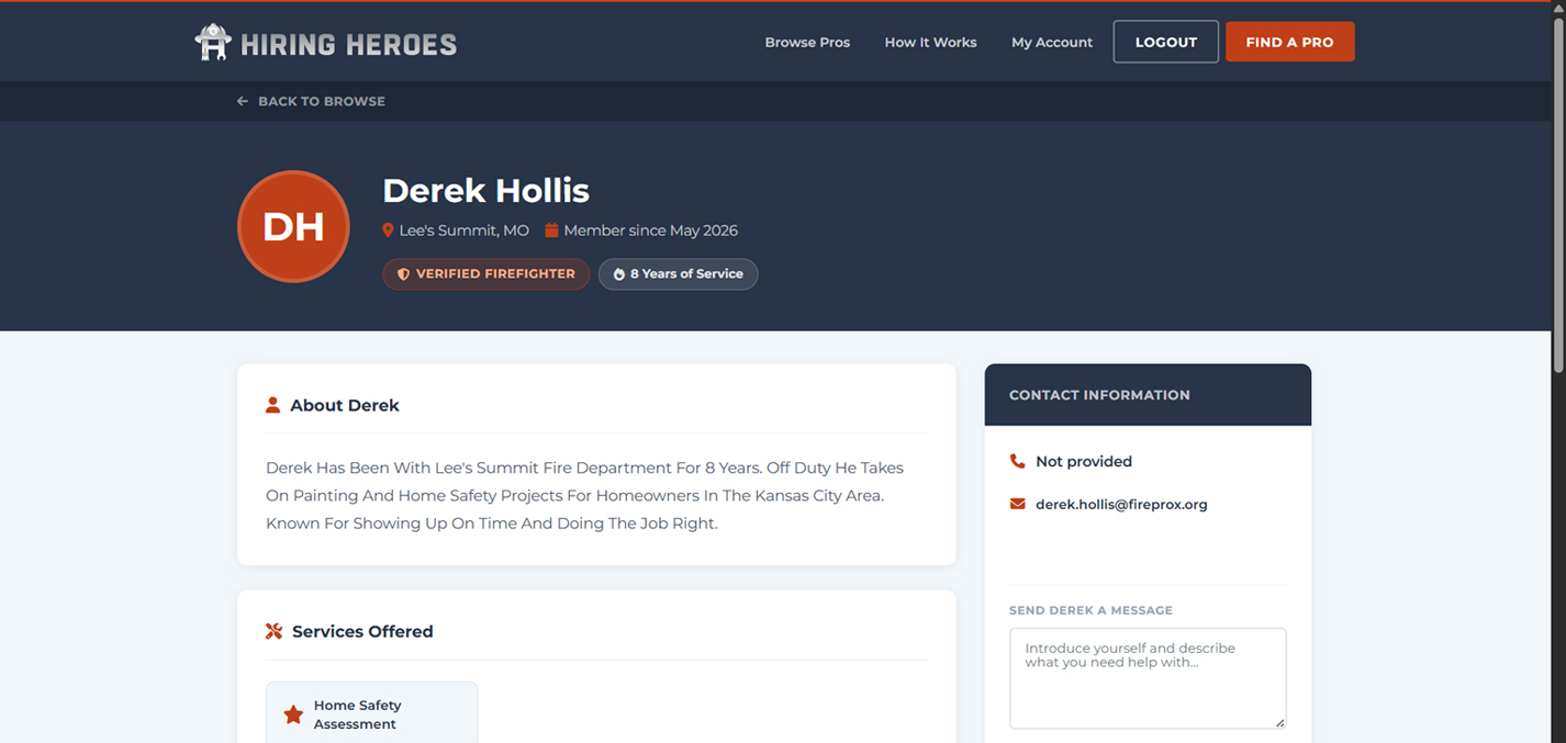 Provider profile page